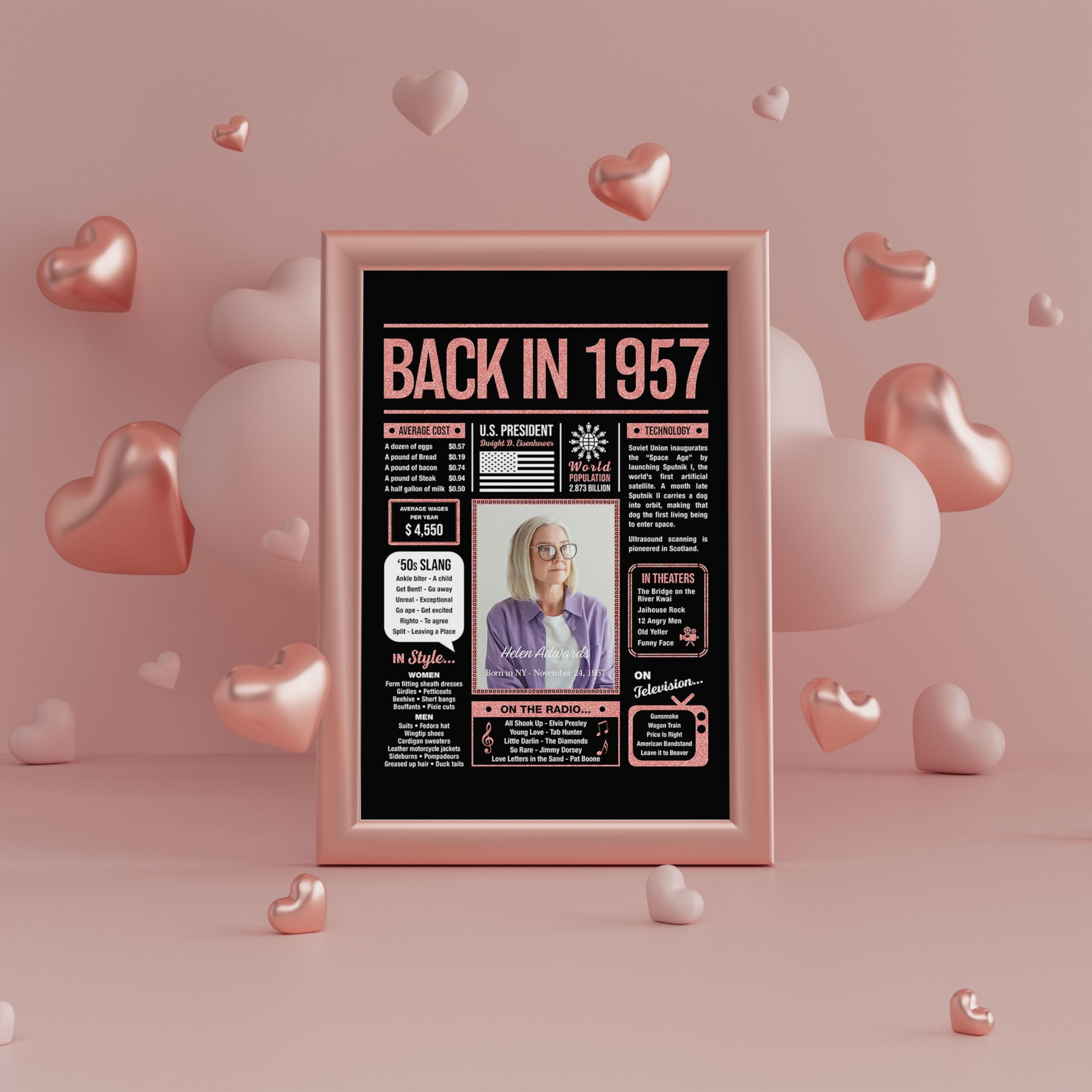 Amazon.com: Back in 1957 Birthday Decorations Poster Sign, Born in